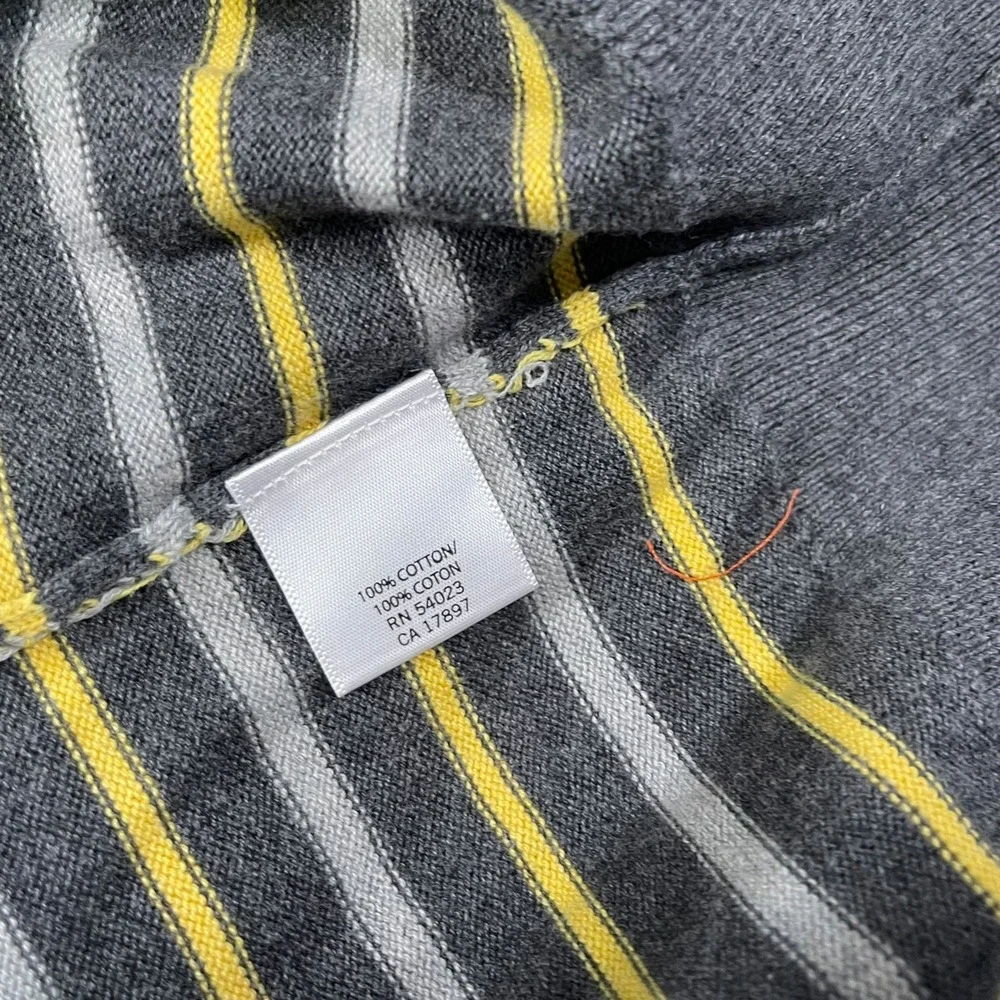 Banana Republic XXL Grey Yellow Striped Cotton Crewneck Sweater Preppy Classic‎